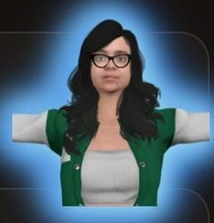 A kClo avatar generated from a photo, wearing a green varsity jacket